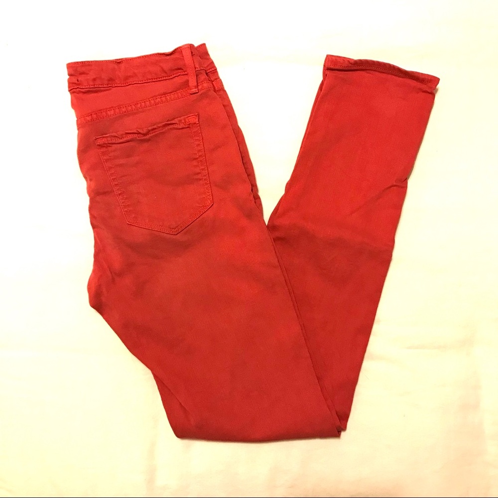 Washed Red Skinny Jeans